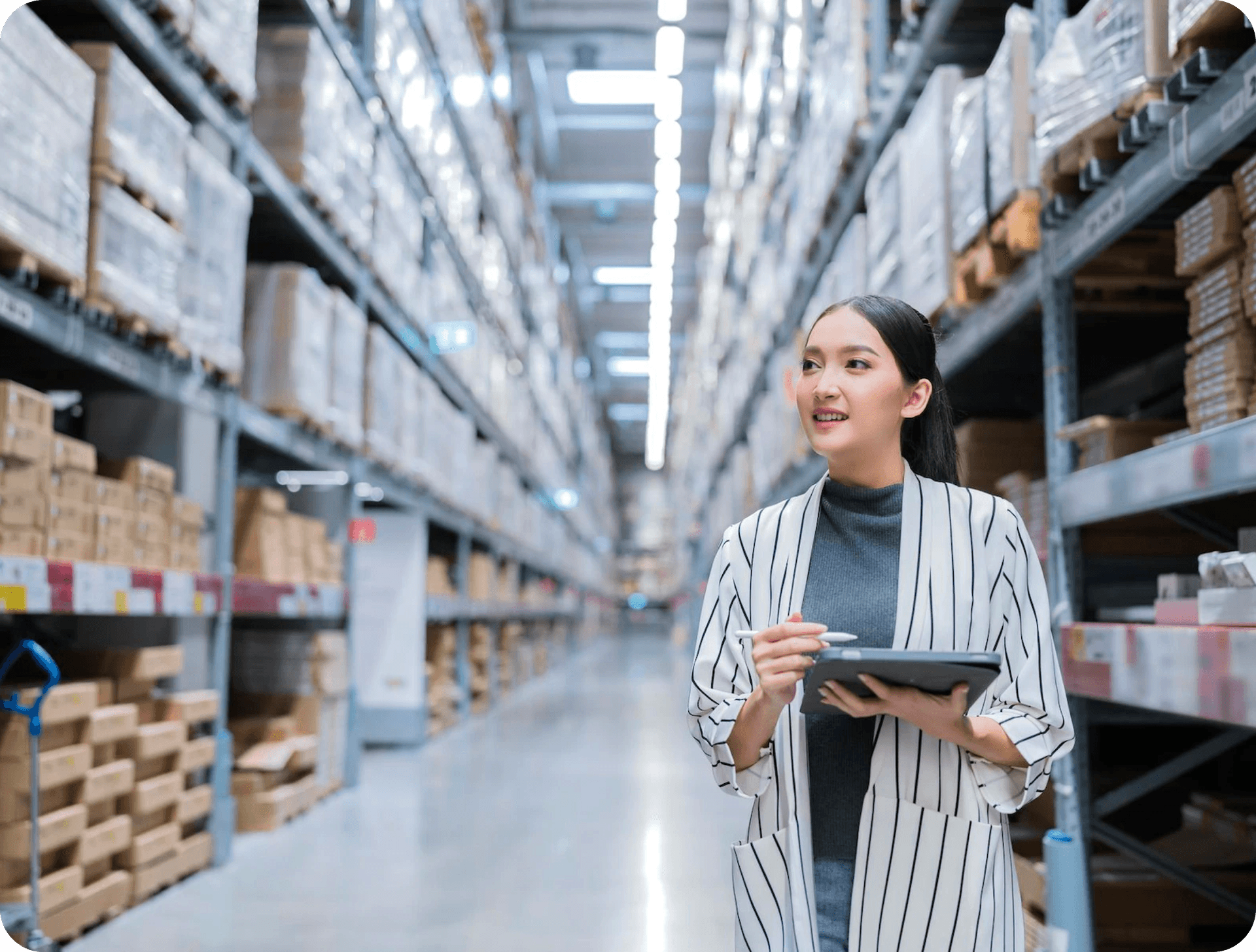 Lady keeping track of inventory